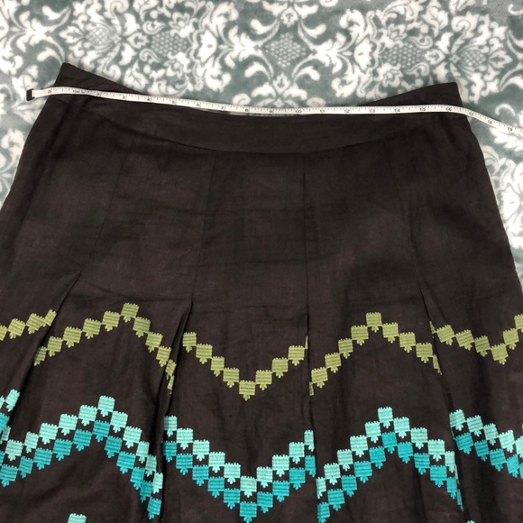 LOFT 100% Linen A-line Skirt with Embroidery - Picture 5 of 9